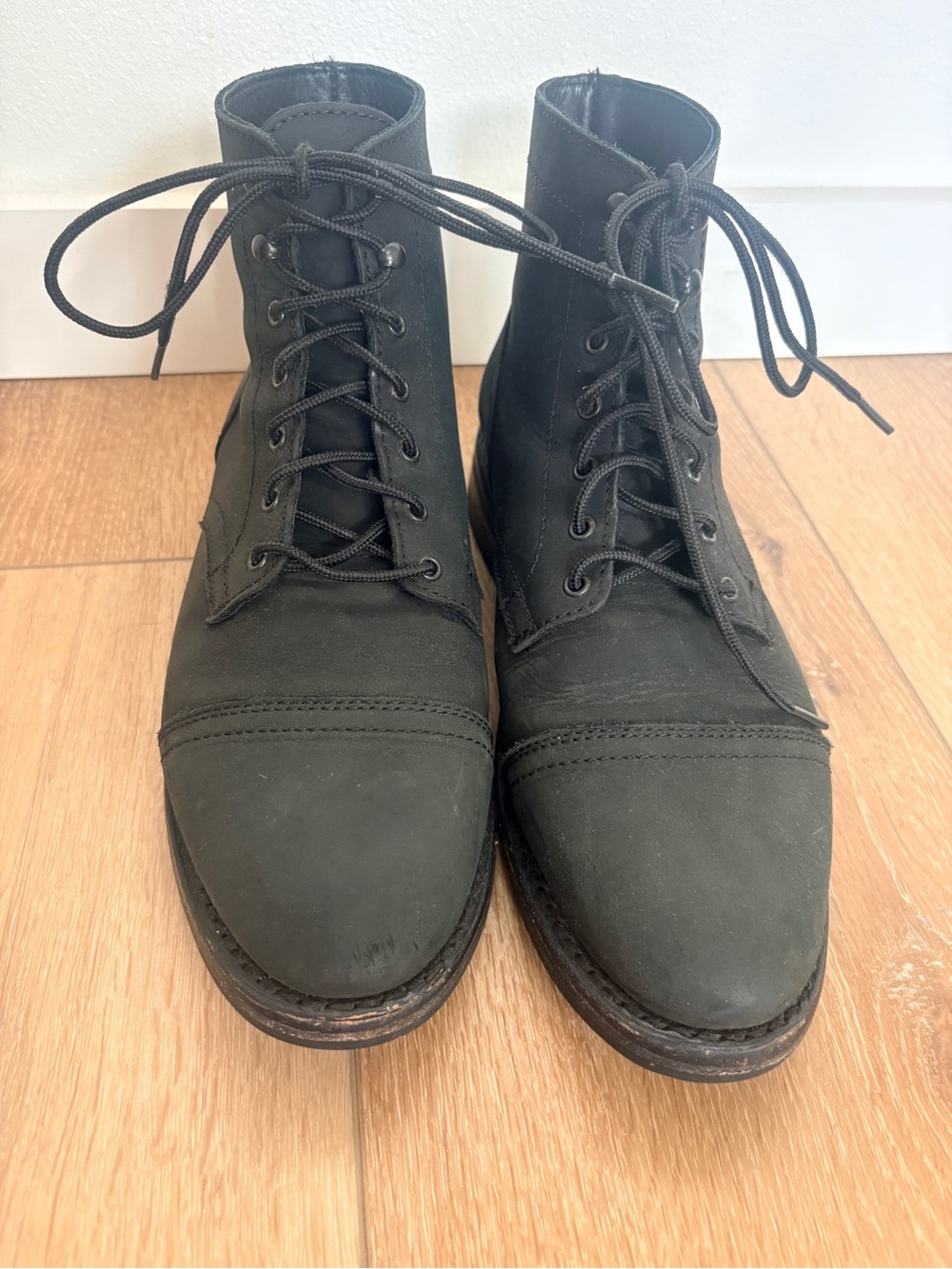 Thursday Boot Company Men’s Black Lace-Up Cap-Toe Captain Boots